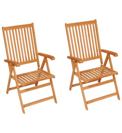 Chaises de jardin 2 pcs avec coussins crème Bois de teck massif