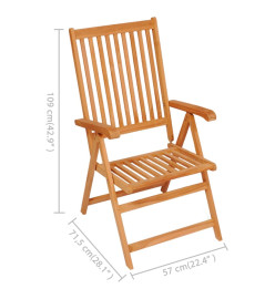 Chaises de jardin 2 pcs avec coussins crème Bois de teck massif