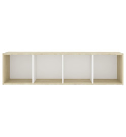 Meuble TV Blanc et chêne sonoma 142,5x35x36,5 cm Aggloméré