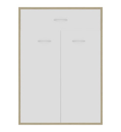 Armoire à chaussures Blanc et Chêne sonoma 60x35x84cm Aggloméré