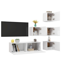 Ensemble de meuble TV 5 pcs Blanc Aggloméré