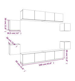 Ensemble de meubles TV 8 pcs Blanc Bois d'ingénierie