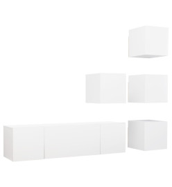 Ensemble de meuble TV 6 pcs Blanc Aggloméré