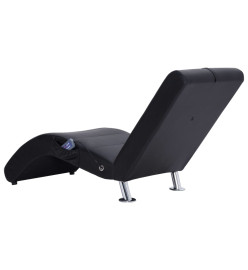 Chaise longue de massage avec oreiller Noir Similicuir