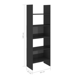 Bibliothèque Gris brillant 60x35x180 cm Aggloméré