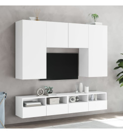 Meubles TV muraux 2 pcs blanc 100x30x30 cm bois d'ingénierie