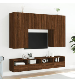 Meubles TV muraux 2pcs chêne marron 100x30x30cm bois ingénierie