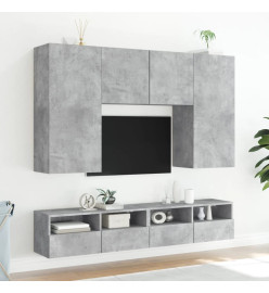 Meuble TV mural gris béton 100x30x30 cm bois d'ingénierie