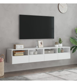 Meubles TV muraux 2 pcs blanc 80x30x30 cm bois d'ingénierie