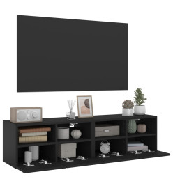 Meubles TV muraux 2 pcs noir 60x30x30 cm bois d'ingénierie