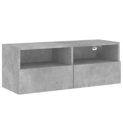 Meuble TV mural gris béton 80x30x30 cm bois d'ingénierie