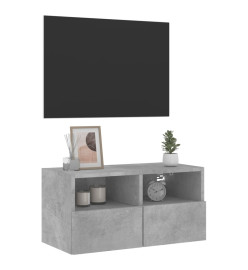 Meuble TV mural gris béton 60x30x30 cm bois d'ingénierie