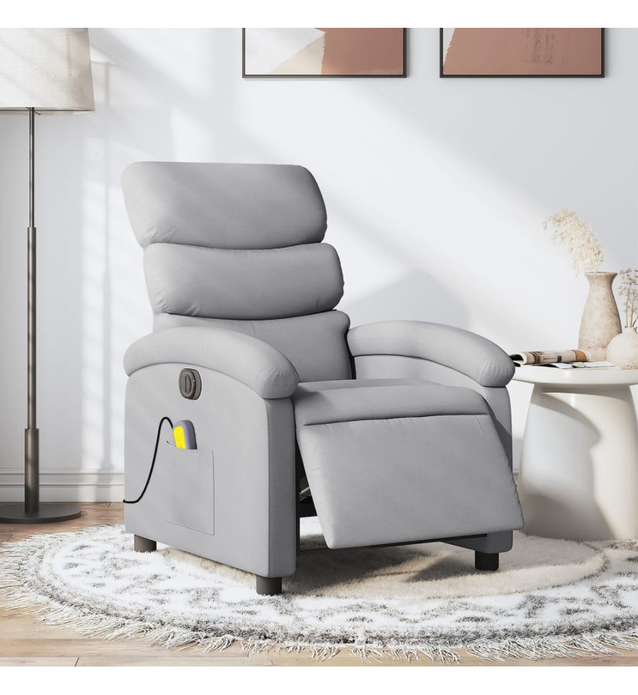 Fauteuil de massage inclinable électrique gris clair tissu