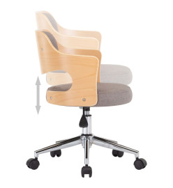 Chaise pivotante de bureau Taupe Bois courbé et tissu