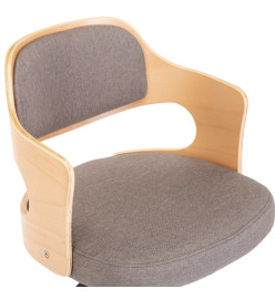 Chaise pivotante de bureau Taupe Bois courbé et tissu