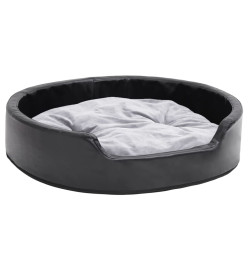 Lit pour chiens Noir et gris 79x70x19 cm Peluche et similicuir