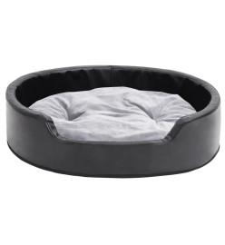 Lit pour chiens Noir et gris 79x70x19 cm Peluche et similicuir