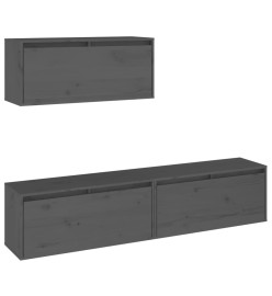 Meubles TV 3 pcs Gris Bois massif de pin