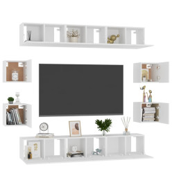 Ensemble de meubles TV 10 pcs Blanc Aggloméré