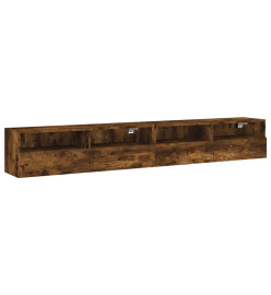 Meubles TV muraux 2pcs chêne fumé 100x30x30cm bois d'ingénierie