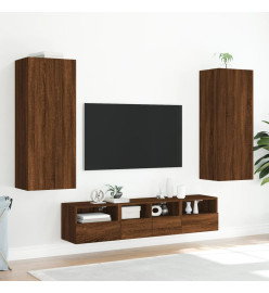 Meuble TV mural chêne marron 40,5x30x102 cm bois d'ingénierie