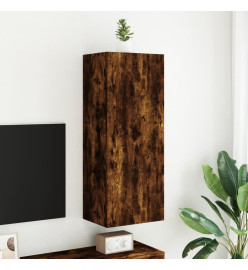 Meuble TV mural chêne fumé 40,5x30x102 cm bois d'ingénierie