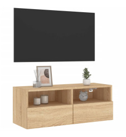 Meuble TV mural chêne sonoma 80x30x30 cm bois d'ingénierie