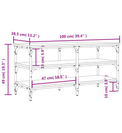 Banc à chaussures sonoma gris 100x38,5x49 cm bois d'ingénierie