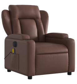 Fauteuil de massage inclinable électrique marron similicuir