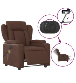 Fauteuil de massage inclinable électrique marron similicuir