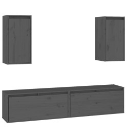 Meubles TV 4 pcs Gris Bois massif de pin