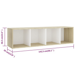 Meubles TV 3pcs Blanc et chêne sonoma 142,5x35x36,5cm Aggloméré