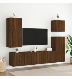 Meuble TV mural chêne marron 40,5x30x90 cm bois d'ingénierie