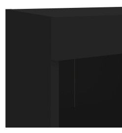 Table de chevet murale avec lumières LED noir