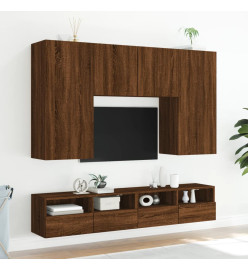 Meuble TV mural chêne marron 100x30x30 cm bois d'ingénierie