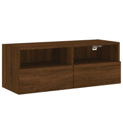 Meuble TV mural chêne marron 80x30x30 cm bois d'ingénierie