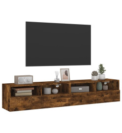 Meubles TV muraux 2 pcs chêne fumé 80x30x30cm bois d'ingénierie