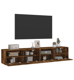 Meubles TV muraux 2 pcs chêne fumé 80x30x30cm bois d'ingénierie