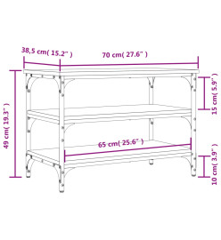 Banc à chaussures sonoma gris 70x38,5x49 cm bois d'ingénierie