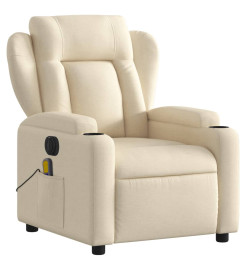 Fauteuil inclinable de massage électrique crème tissu