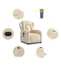 Fauteuil inclinable de massage électrique crème tissu