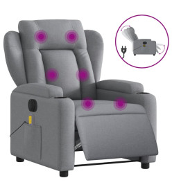 Fauteuil de massage inclinable électrique gris clair tissu