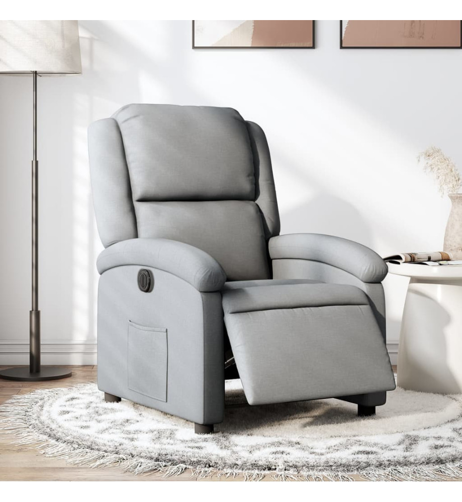 Fauteuil inclinable électrique Gris clair Tissu