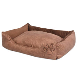 Lit pour chiens avec coussin Cuir artificiel PU Taille S Beige