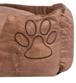 Lit pour chiens avec coussin Cuir artificiel PU Taille S Beige