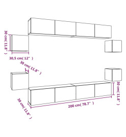 Ensemble de meubles TV 8 pcs Blanc Bois d'ingénierie