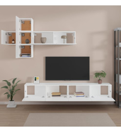 Ensemble de meubles TV 7 pcs Blanc Bois d'ingénierie