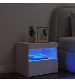 Table de chevet avec lumières LED blanc 50x40x45 cm