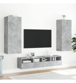 Meuble TV mural gris béton 40,5x30x102 cm bois d'ingénierie