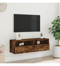 Meuble TV mural chêne fumé 100x30x30 cm bois d'ingénierie